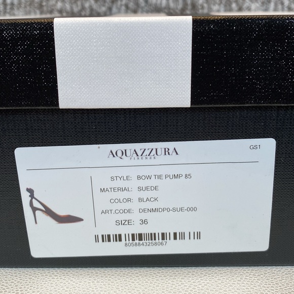 Aquazzura Bow Tie Pump 85mm Heels Black Size 36 - Picture 13 of 14